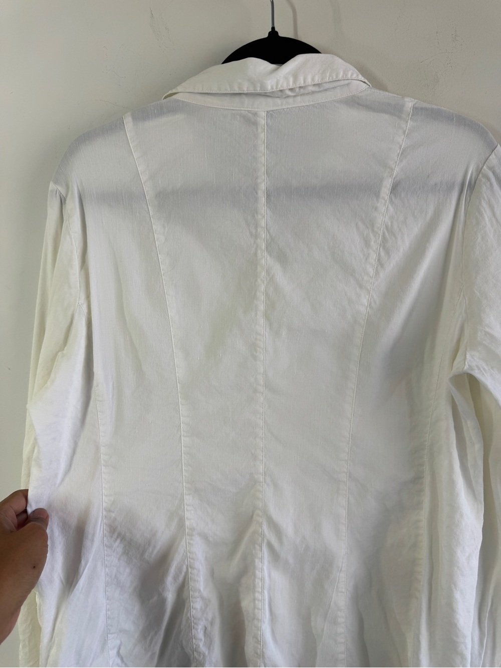 Eileen Fisher Linen Blend White Button Front Blouse Medium Quiet Luxury - Picture 11 of 14